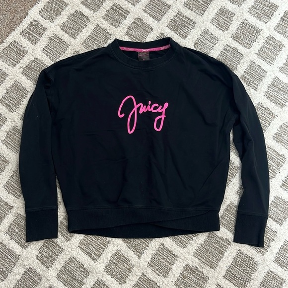 Juicy Couture Women's Long Sleeve Script Logo Pullover, Juicy Black medium - Picture 2 of 4